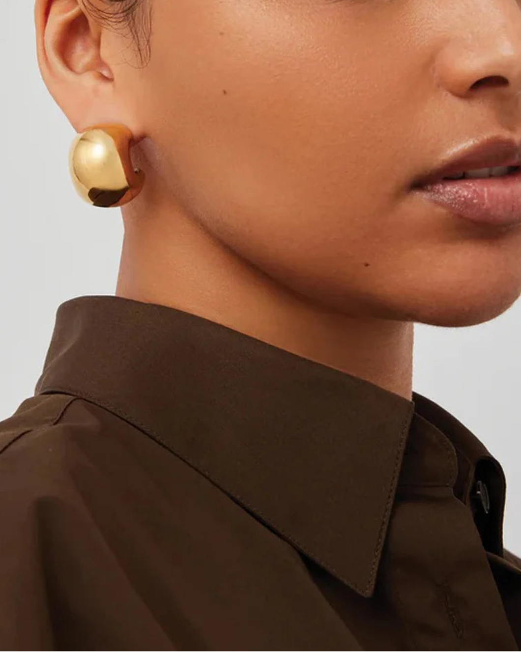 JENNY BIRD gemma earrings gold on figure front 