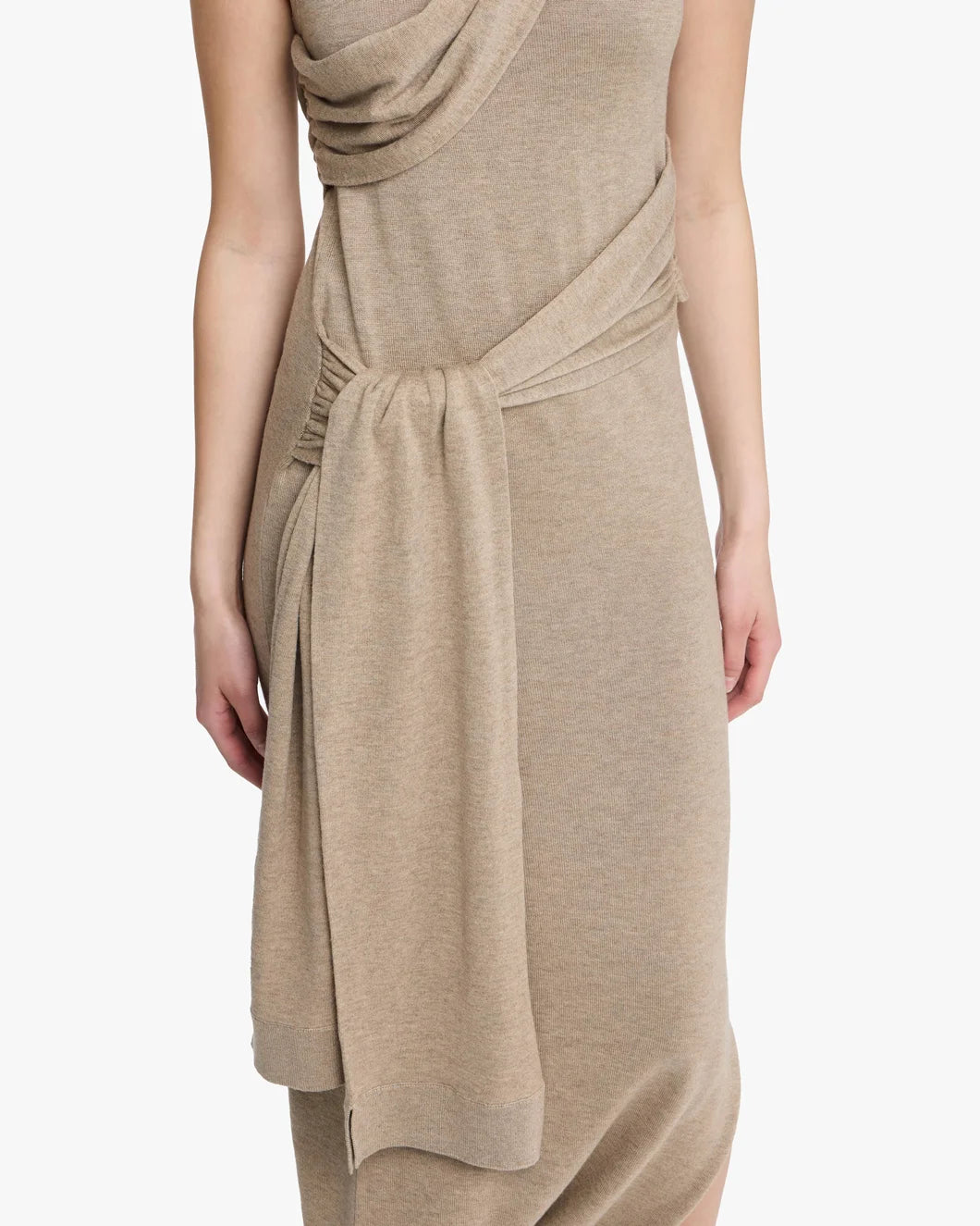 jw anderson Tie Detail Sleeveless Dress sandstone tan waist detail