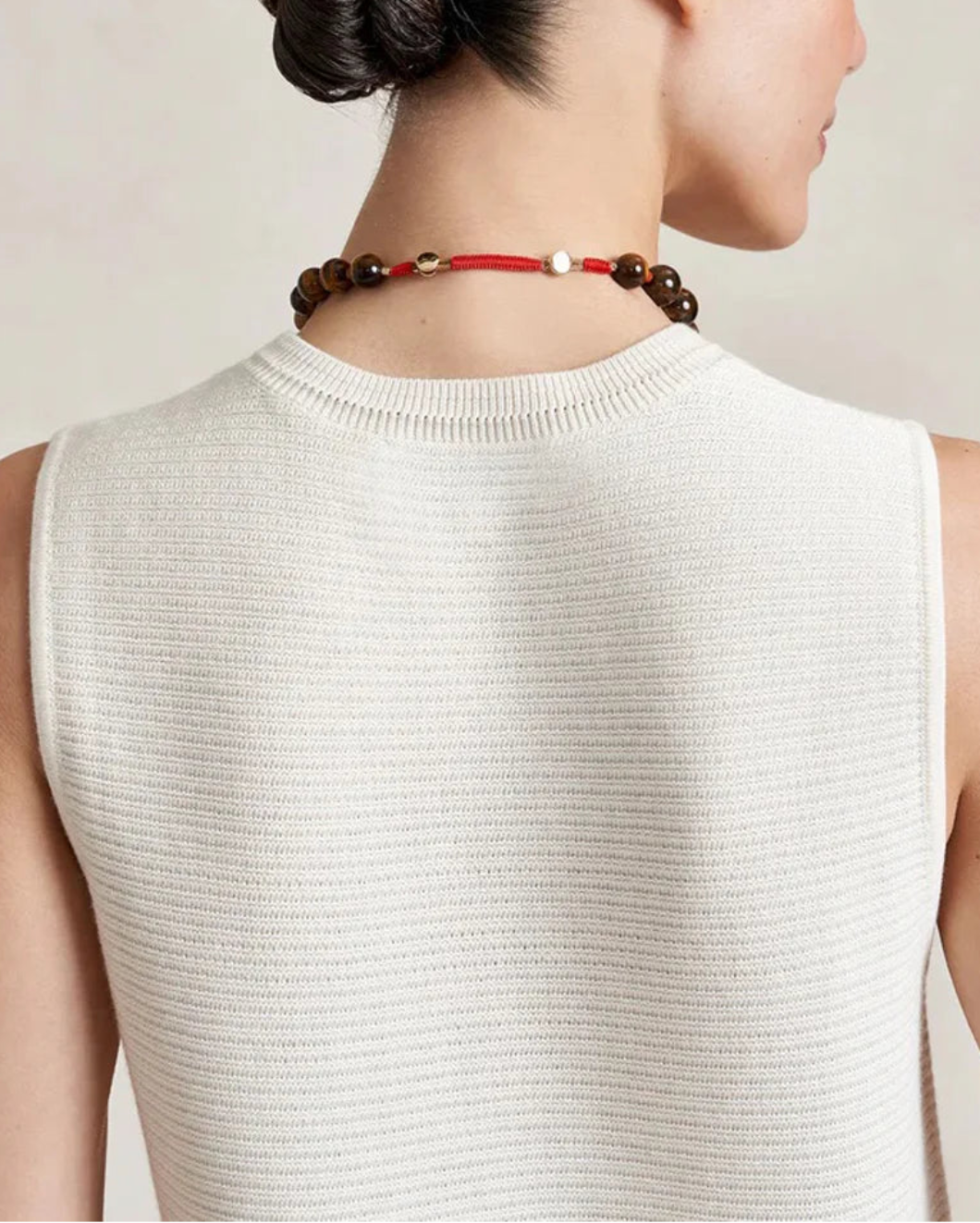 LA LIGNE Babs top in ivory on figure back detail