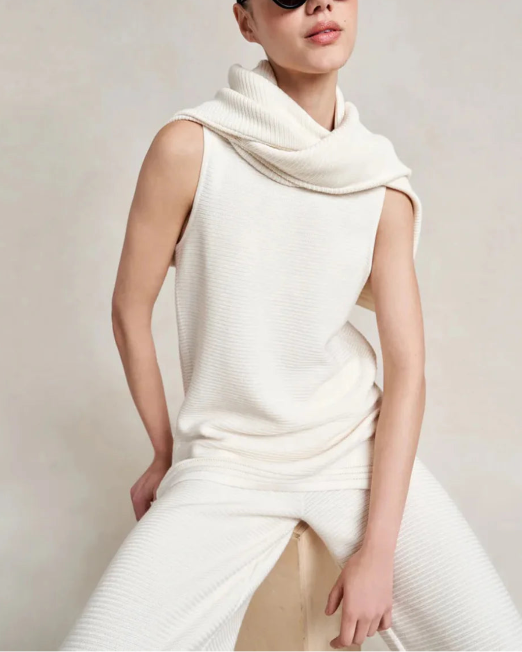 LA LIGNE Babs top in ivory on figure front 2