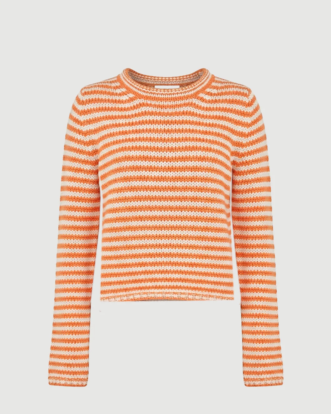 LA LIGNE Fine Stripe Mini Marina Sweater Apricot isolated
