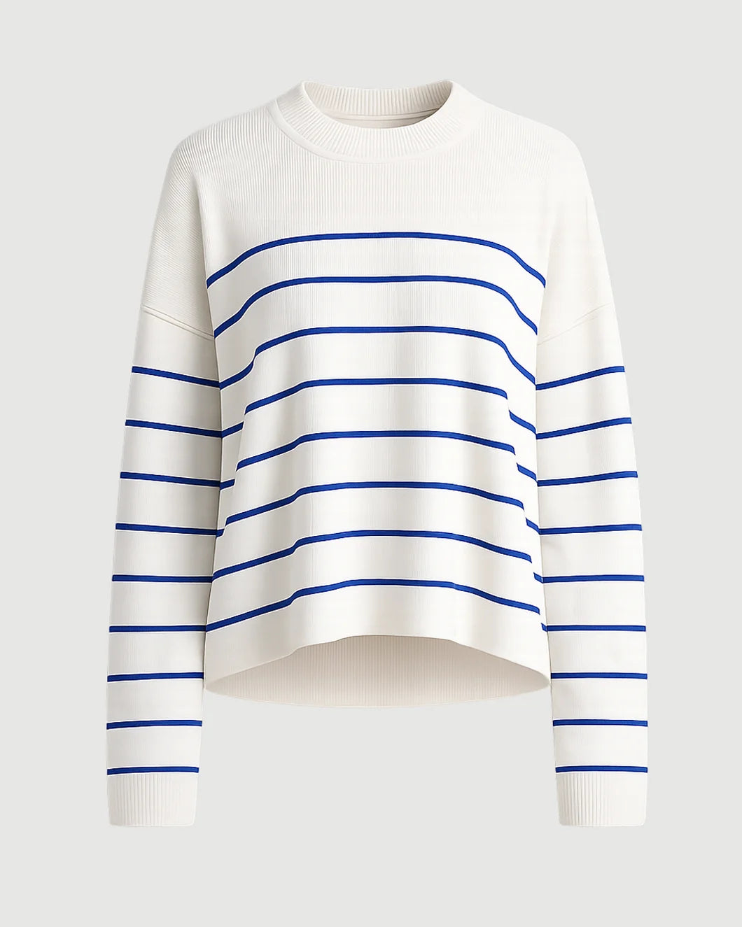 LA LIGNE Leo Sweater Cream/Cobalt isolated