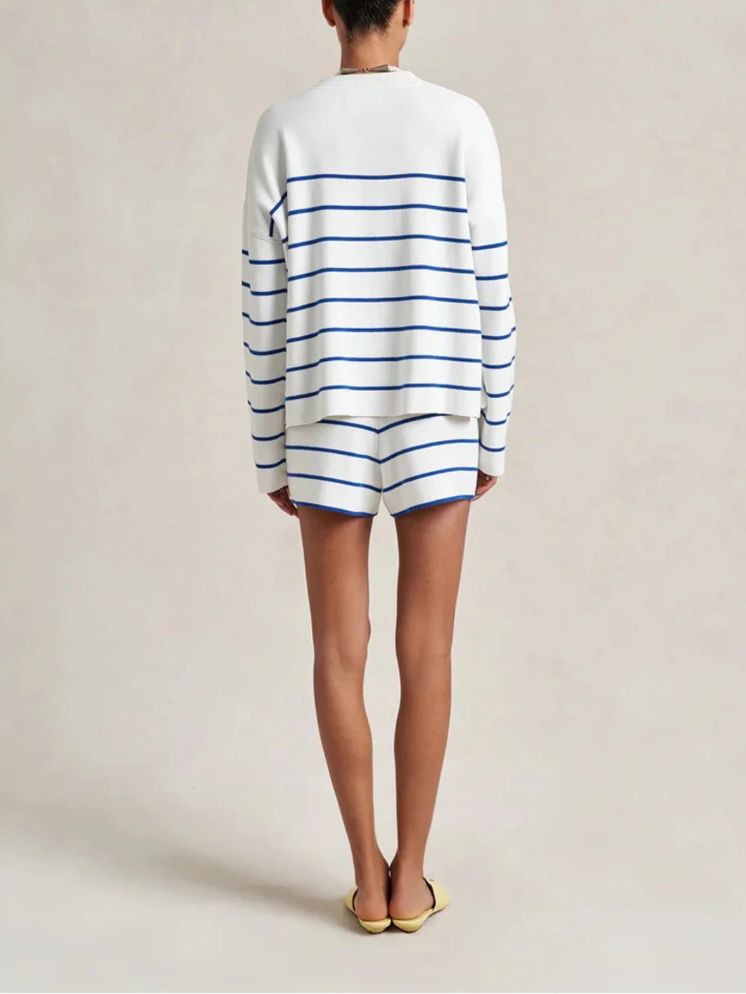 LA LIGNE Leo Sweater Cream/Cobalt on figure back