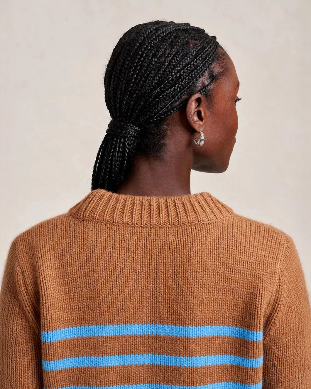 LA LIGNE Mini Marin Sweater Camel/Cerulean on figure back