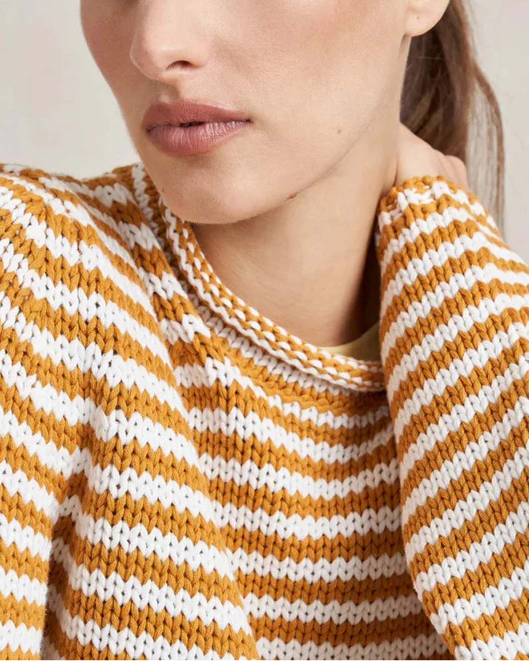 LA LIGNE mini marina fine stripe sweater on figure front detail
