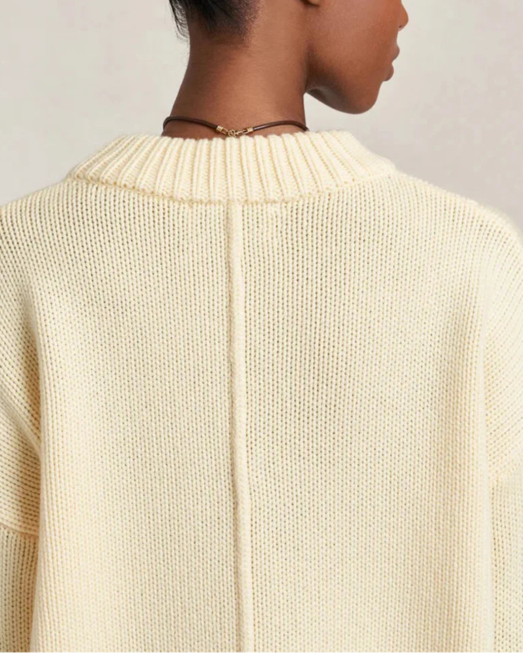LA LIGNE Solid Marin Sweater Butter on figure back detail