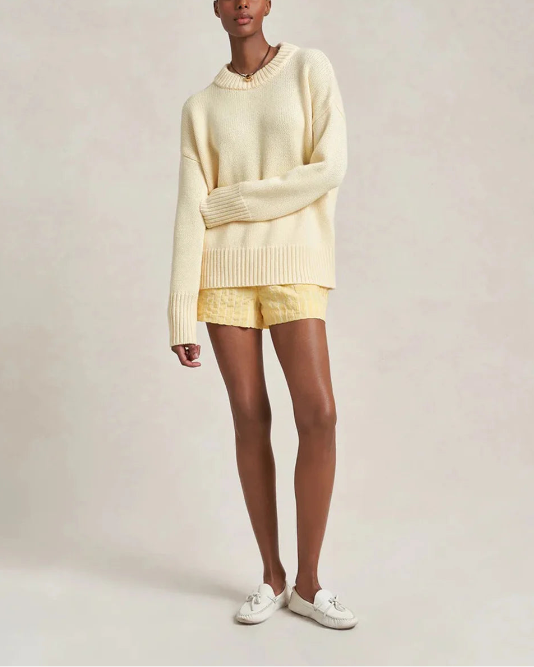 LA LIGNE Solid Marin Sweater Butter on figure front2