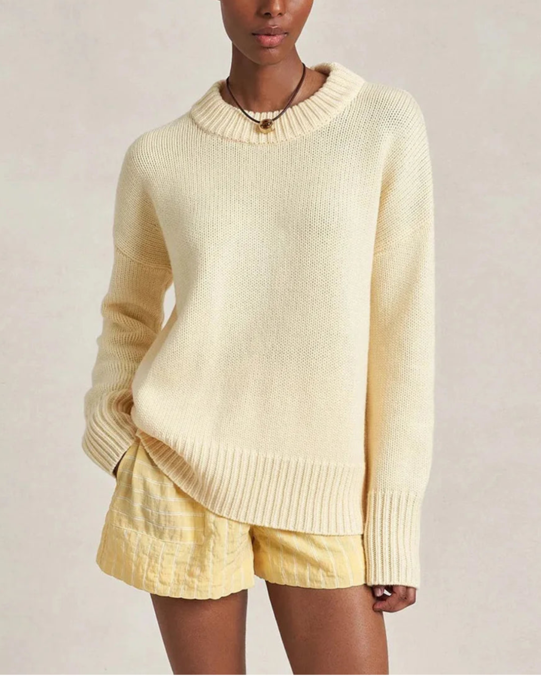 LA LIGNE Solid Marin Sweater Butter on figure front 1