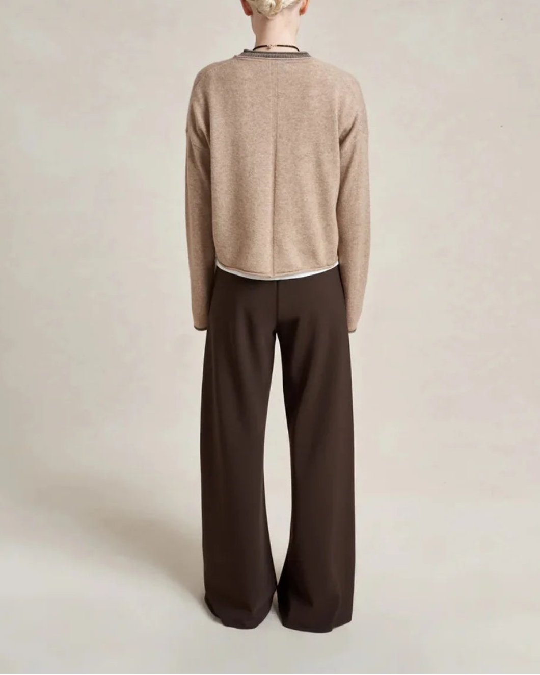 LA LIGNE dominic sweater in tan /dark tan on figure back