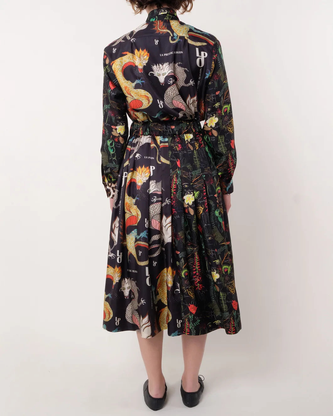 LA PRESTIC OUISTON Venise skirt dragons black on figure back
