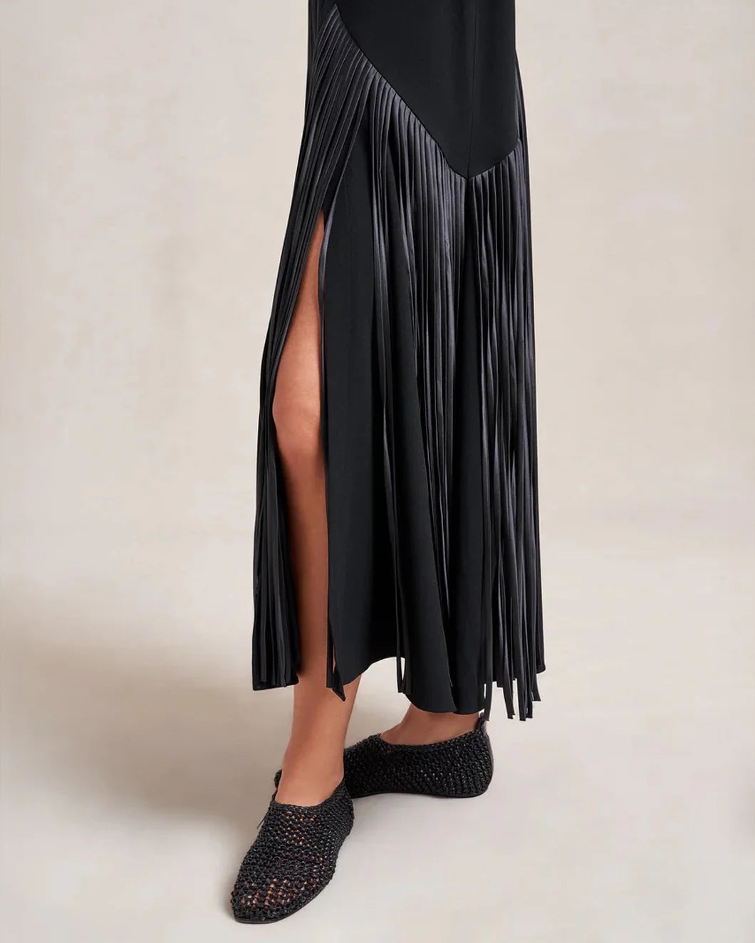 LALIGNE Ilirjana Dress black on figure front bottom detail