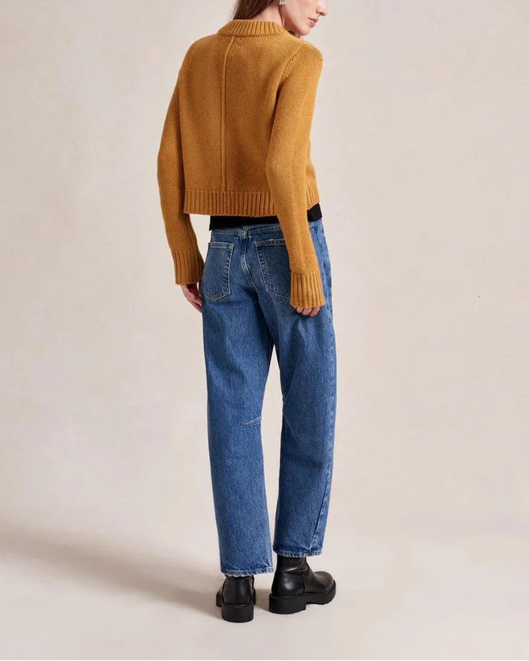 LA LIGNE solid mini marin sweater mustard on figure back