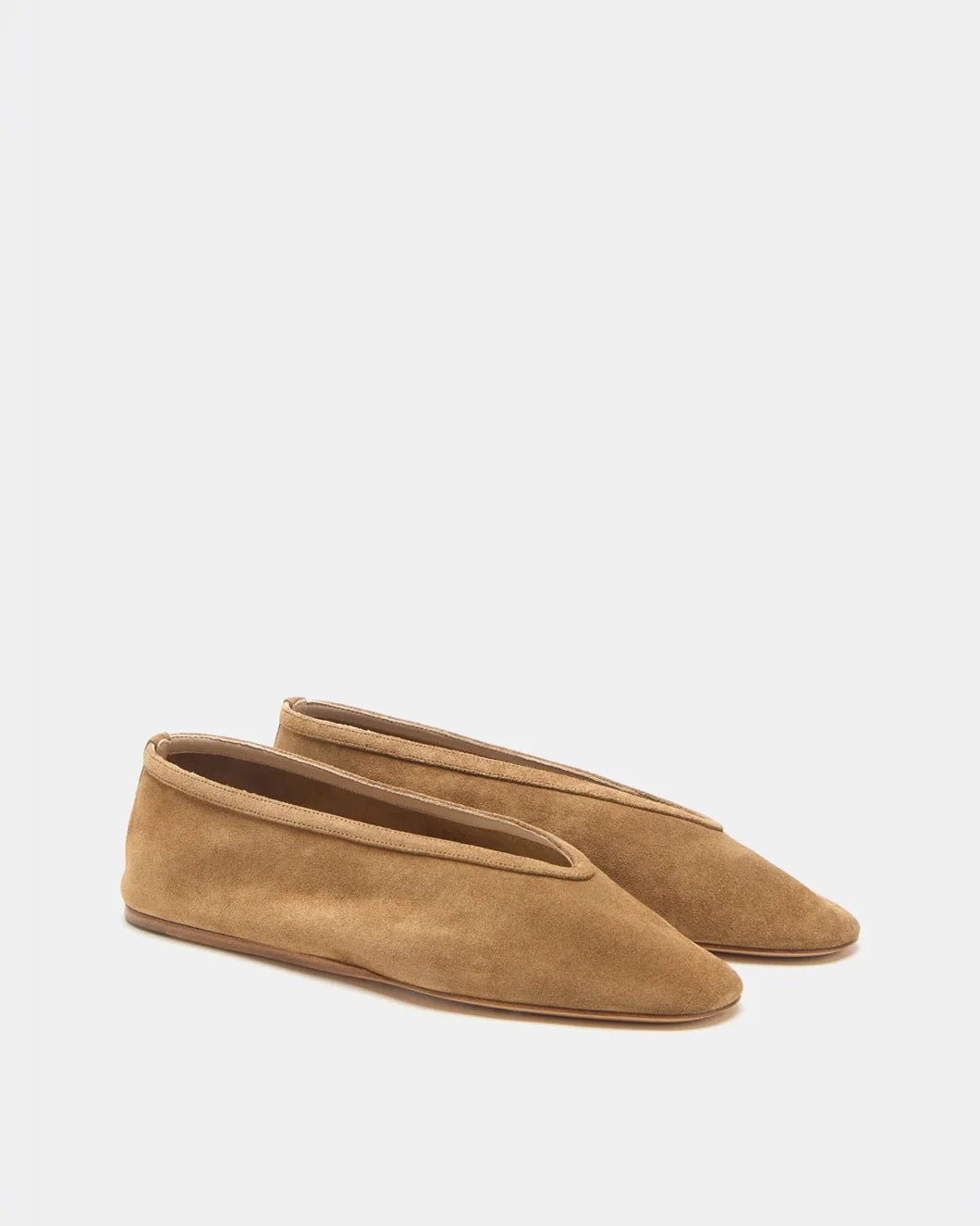 LE MONDE BERYL Luna Suede Balelt Flat Taupe side