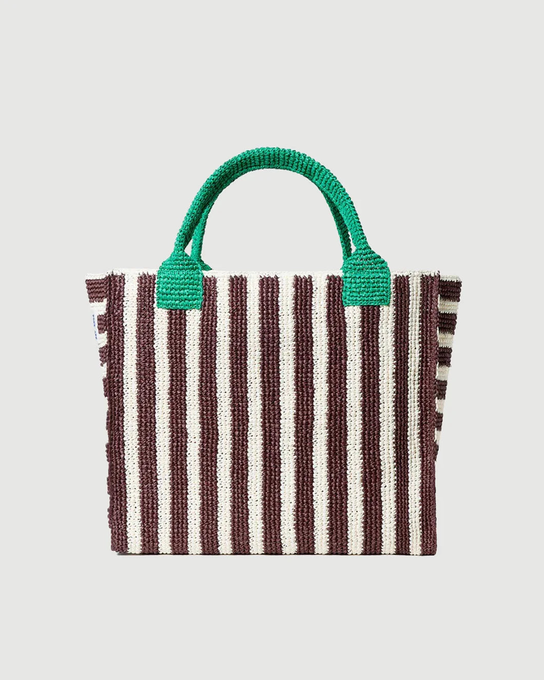 LOEFFLER RANDALL Sol Crochet Beach Tote Green/Brown/White isolated