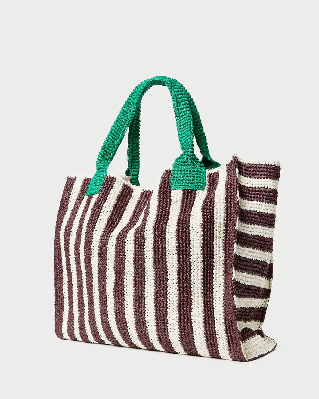 LOEFFLER RANDALL Sol Crochet Beach Tote Green/Brown/White side