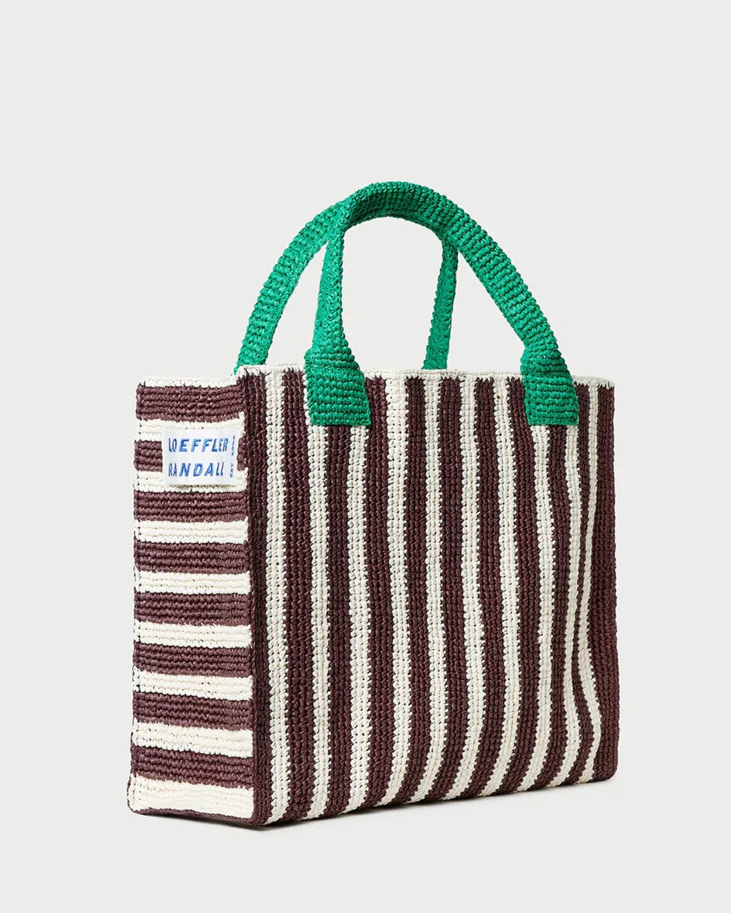 LOEFFLER RANDALL Sol Crochet Beach Tote Green/Brown/White side 1