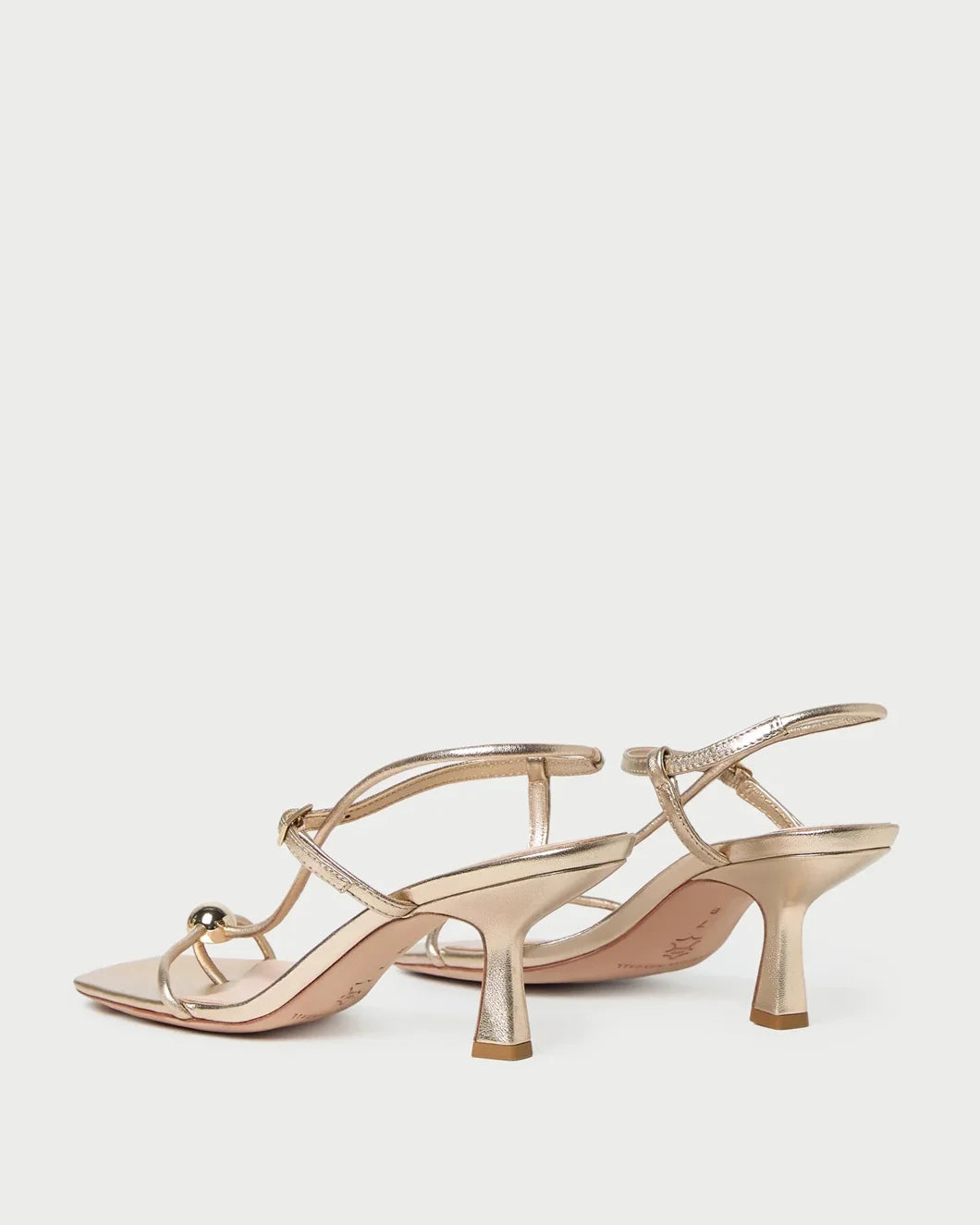 LOEFFLER RANDALL Triana Champagne Leather Mid−Heel Sandal back