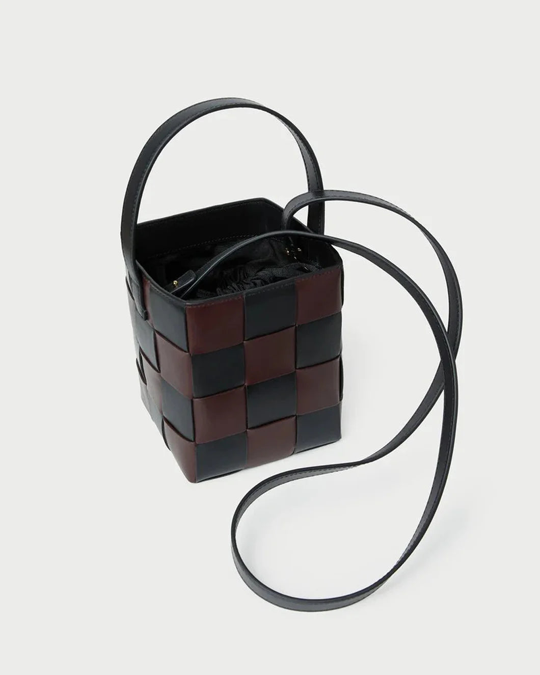 Loeffler Randall laith wide woven top handle black espresso handle