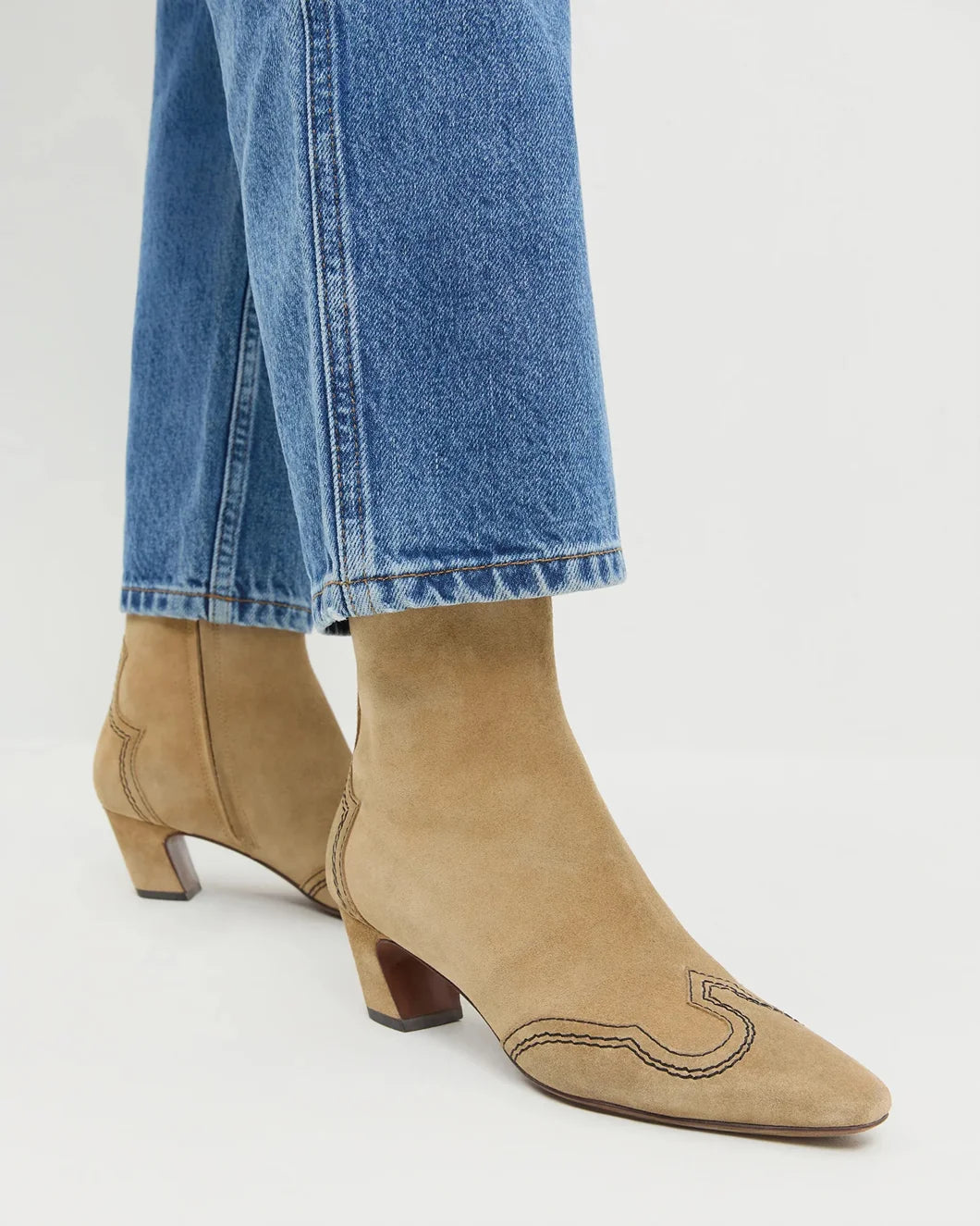 LOEFFLER RANDALL Aspen Sand Suede Ankle Boot on figure side