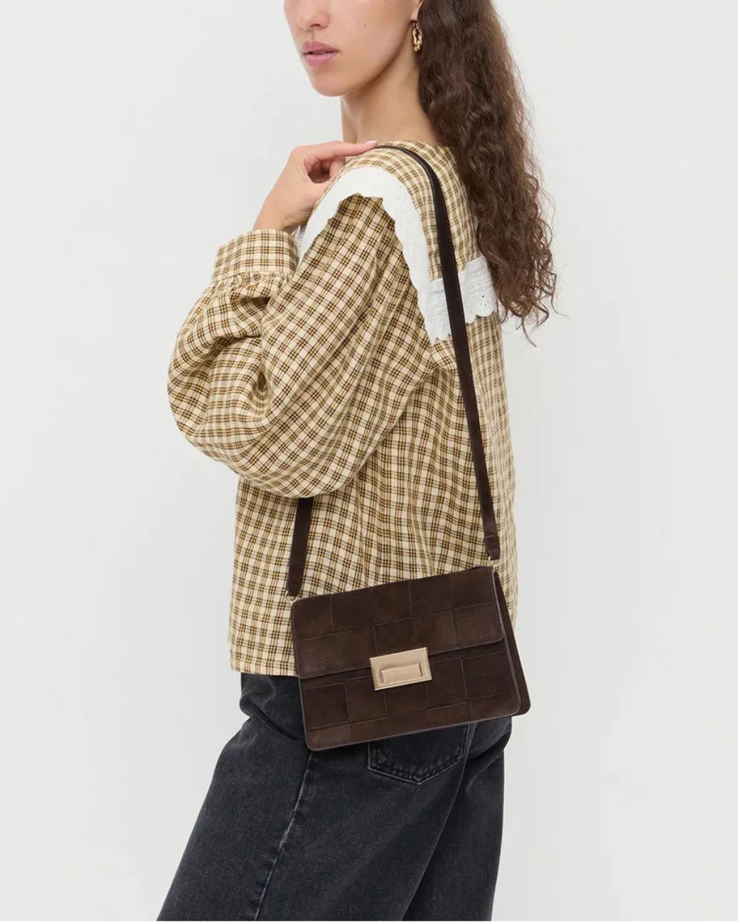 LOEFFLER RANDALL Delphine Leather Clutch on figure front