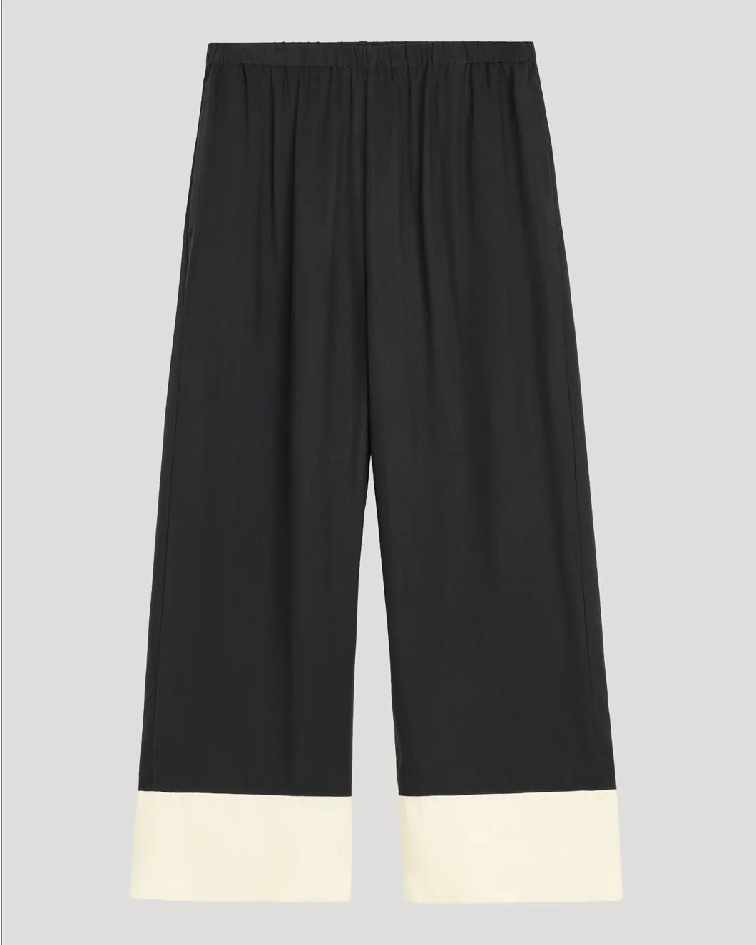 MALENE BIRGER Mirabello Wide-leg Trousers black white isolated
