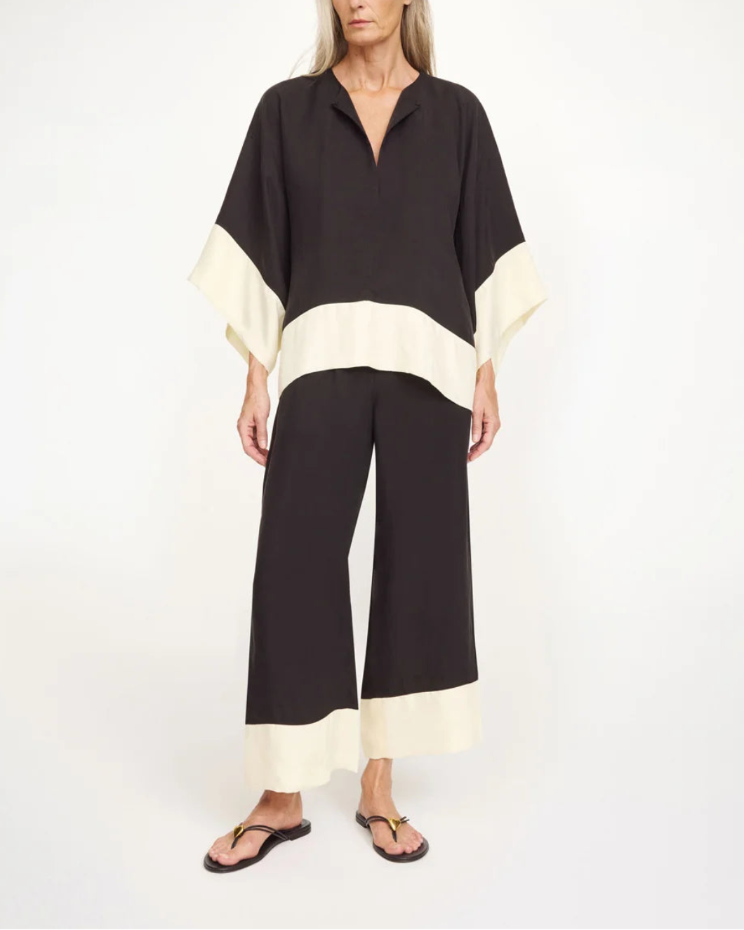 MALENE BIRGER Cicie Blouse black white on figure front