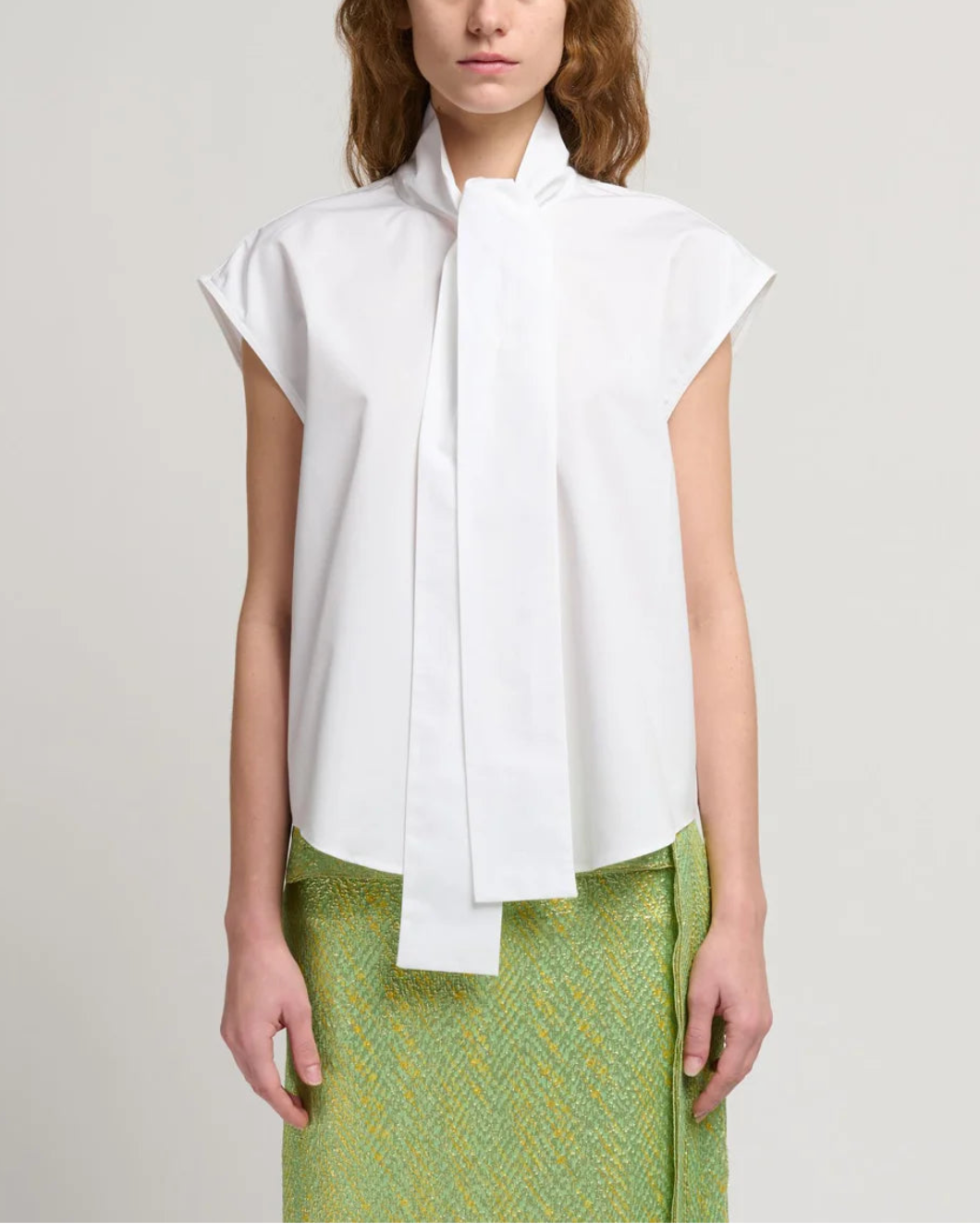 MARNI Cotton Poplin Cap Sleeve Blouse on figure front