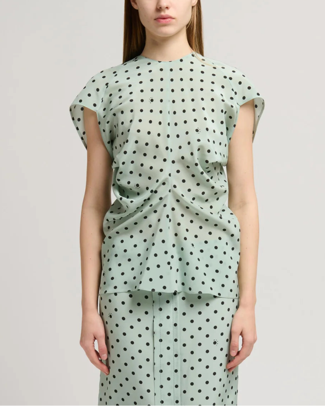 MARNI Polka Rhythm Crepe de Chine Blouse on figure front