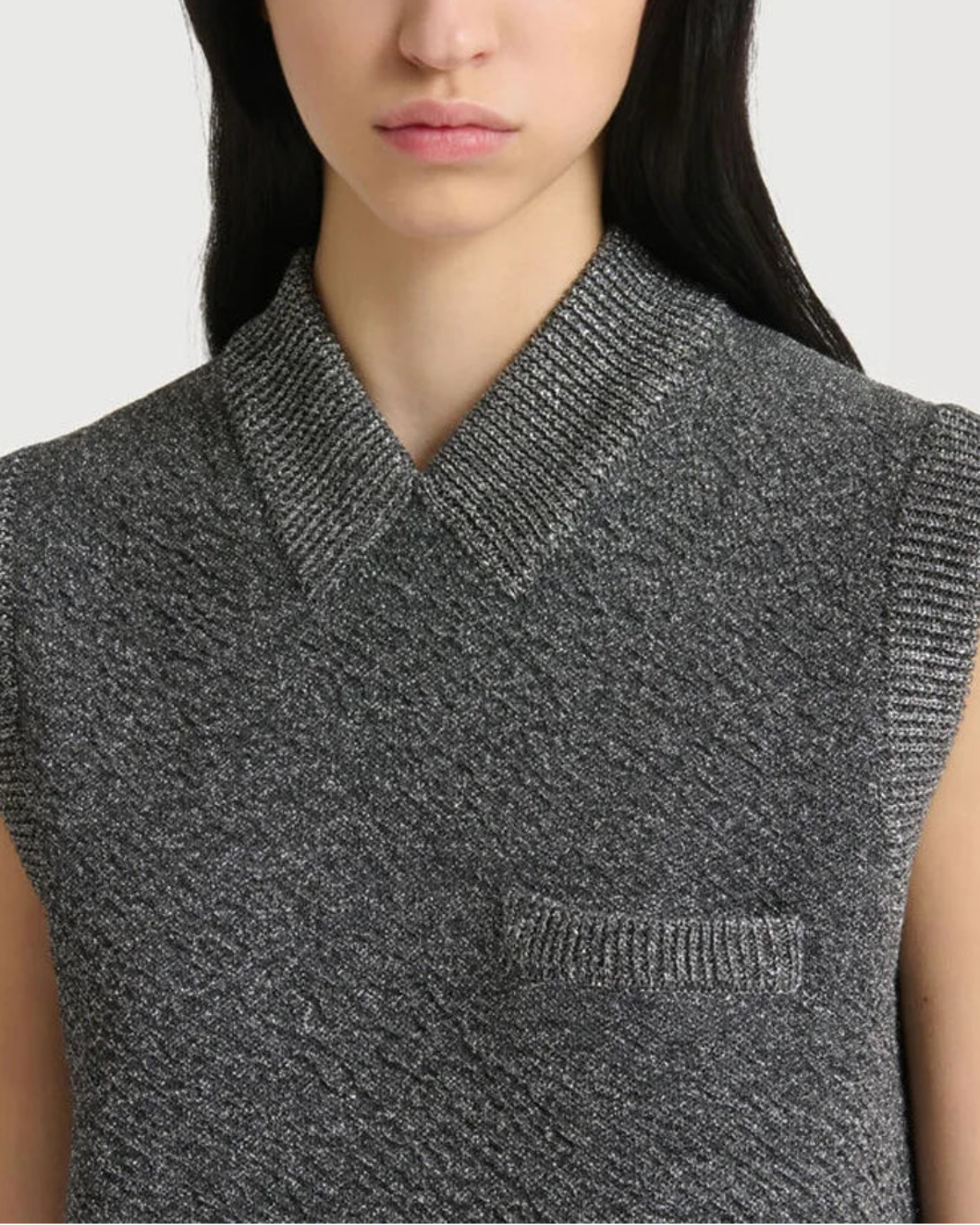 MARNI Sleevless wool / lurex dress on figure front detail