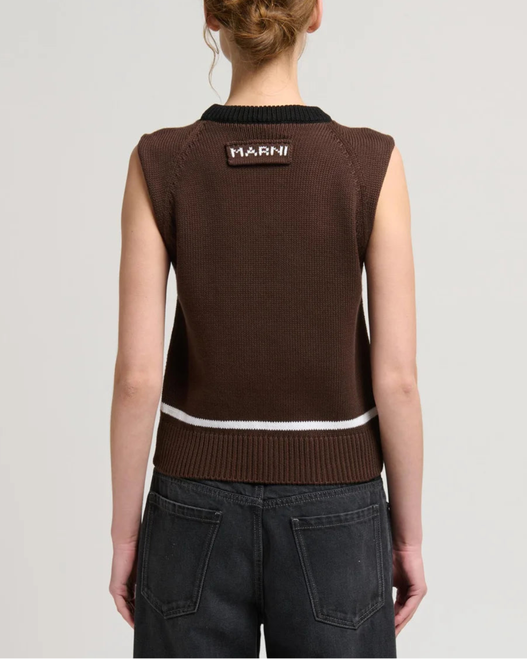 MARNI compact cotton sleeveless crewneck chestnut on figure back