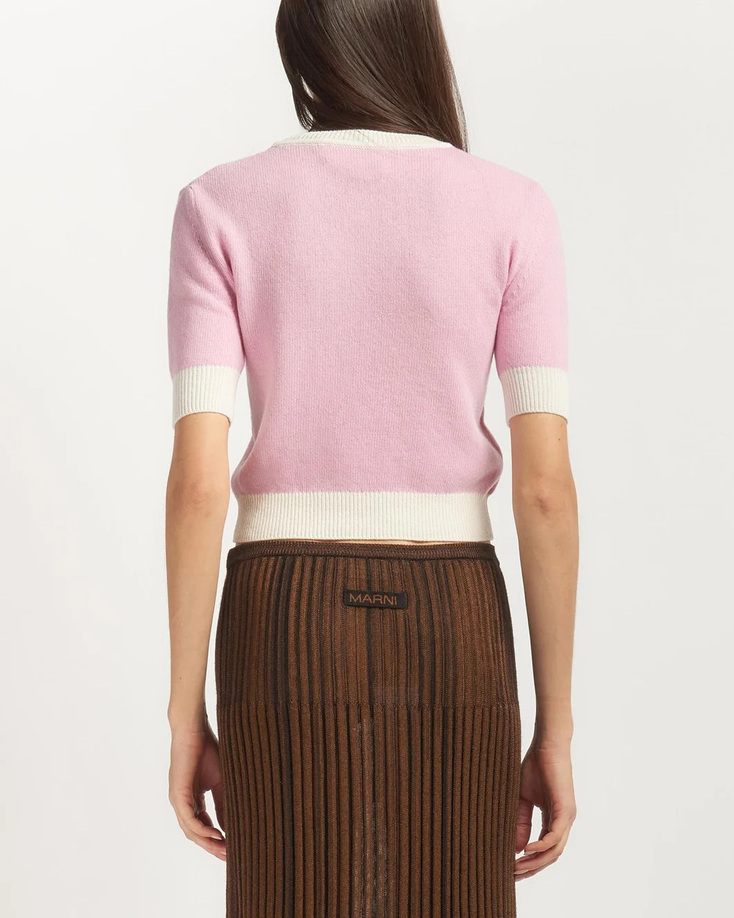 MARNI contrast roundneck sweater pink on figure back