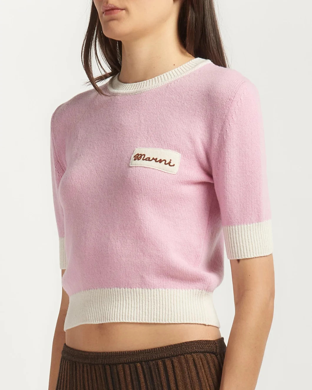 MARNI contrast roundneck sweater pink on figure side