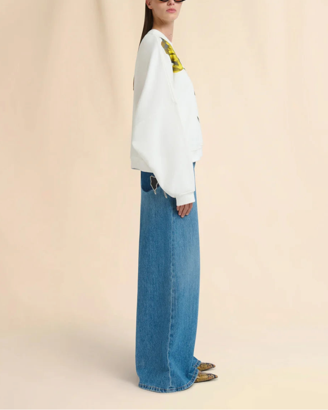 MARNI cotton sweatshirt tulip print white on figure side