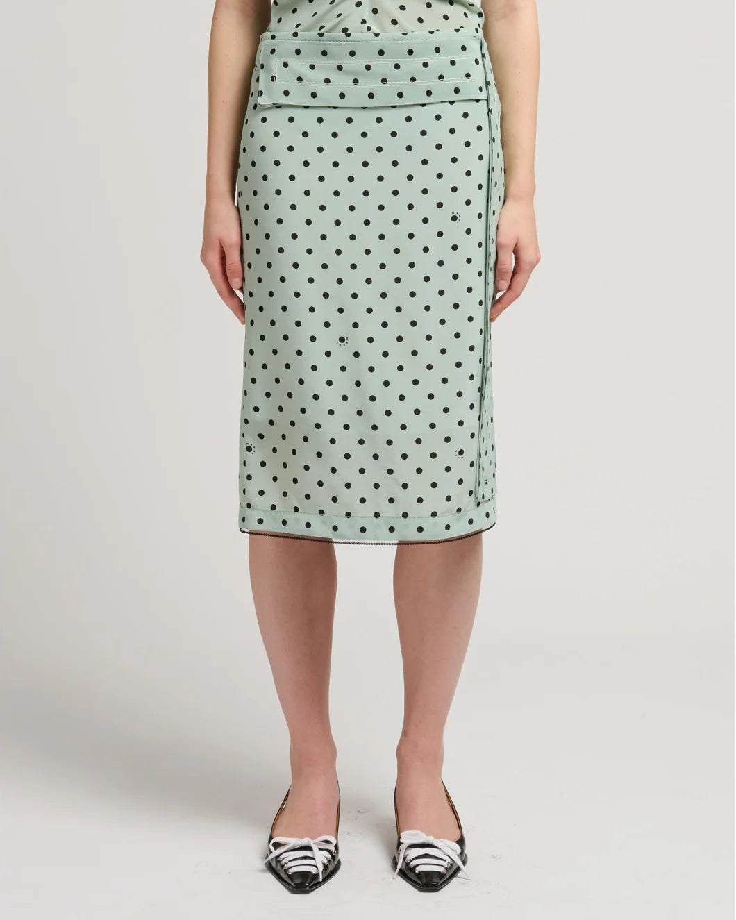 MARNI polka rhythm crepe de chine midi mint on figure front