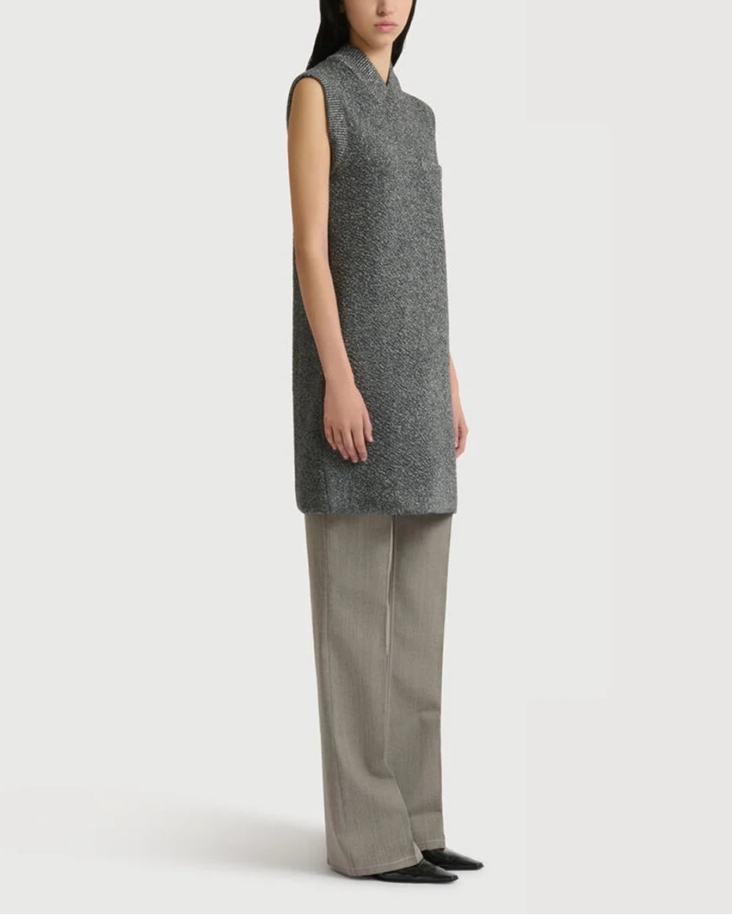 MARNI Sleevless wool / lurex dress on figure side
