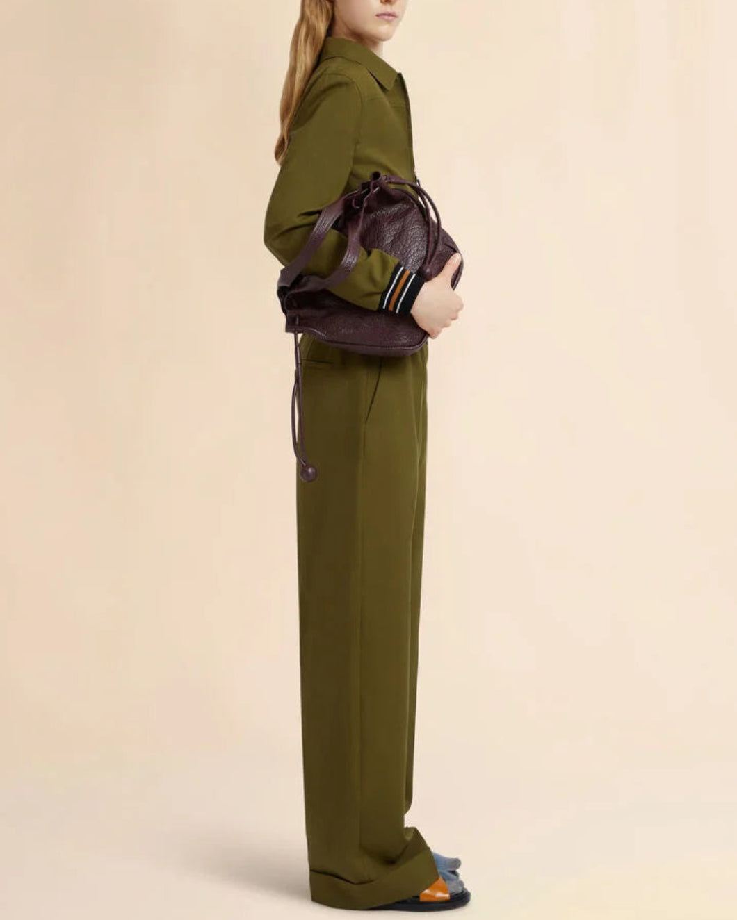 MARNI Green Tropical Wool Bomber Jacket Dusty Olive On Fig Side