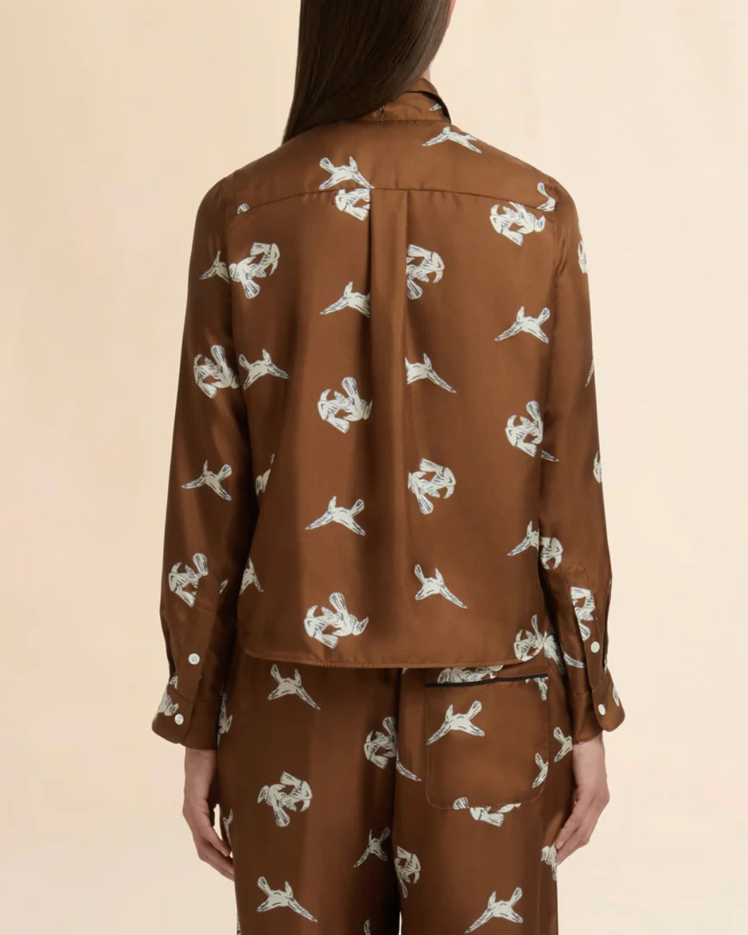 MARNI ravens silk twill printed blouse on figure back