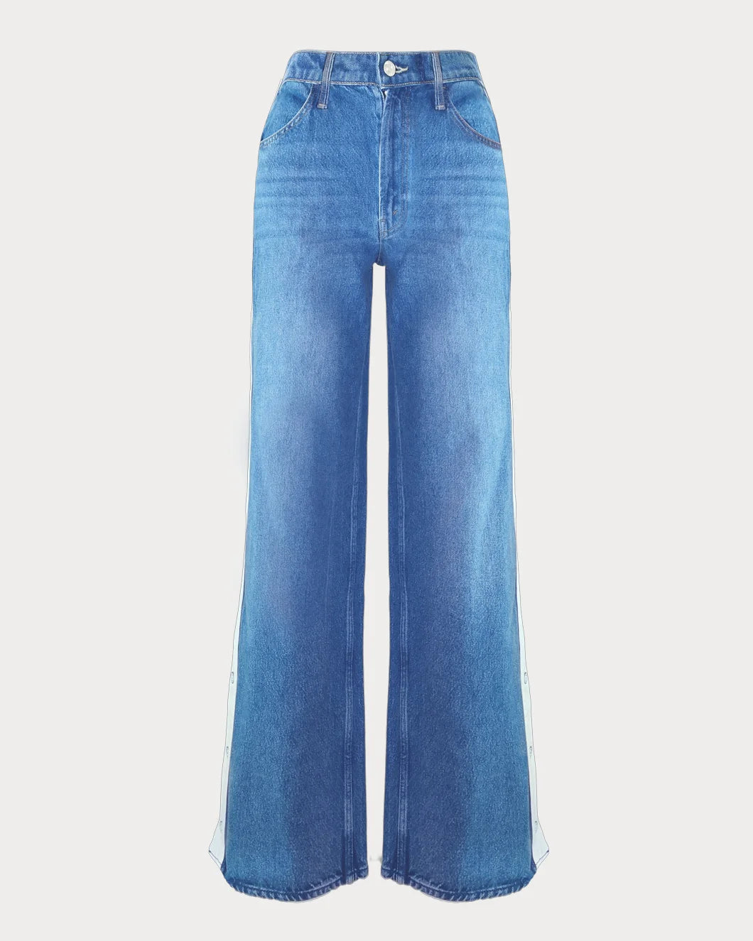 MOTHER striped resealable skimp medium wash front isolated