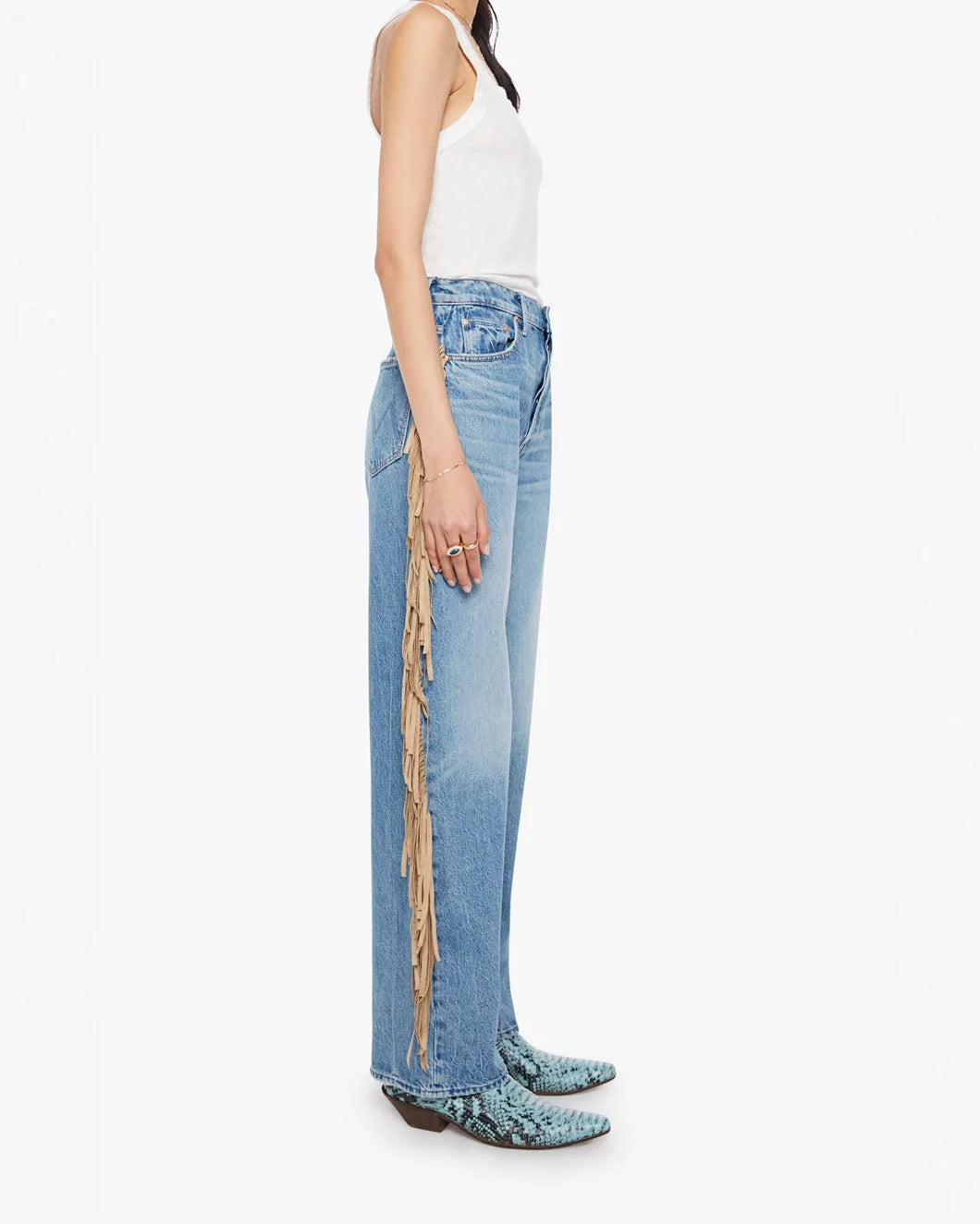 MOTHER folk star fringe half pipe button sneak on figure side