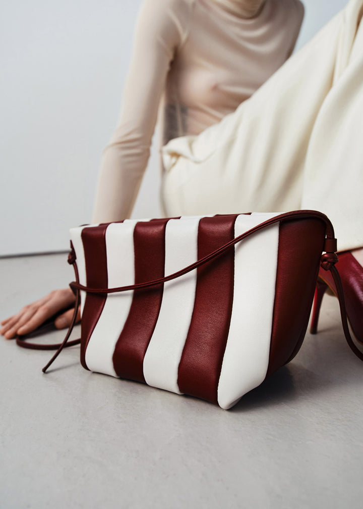 Striped clutch bag, leather handbags