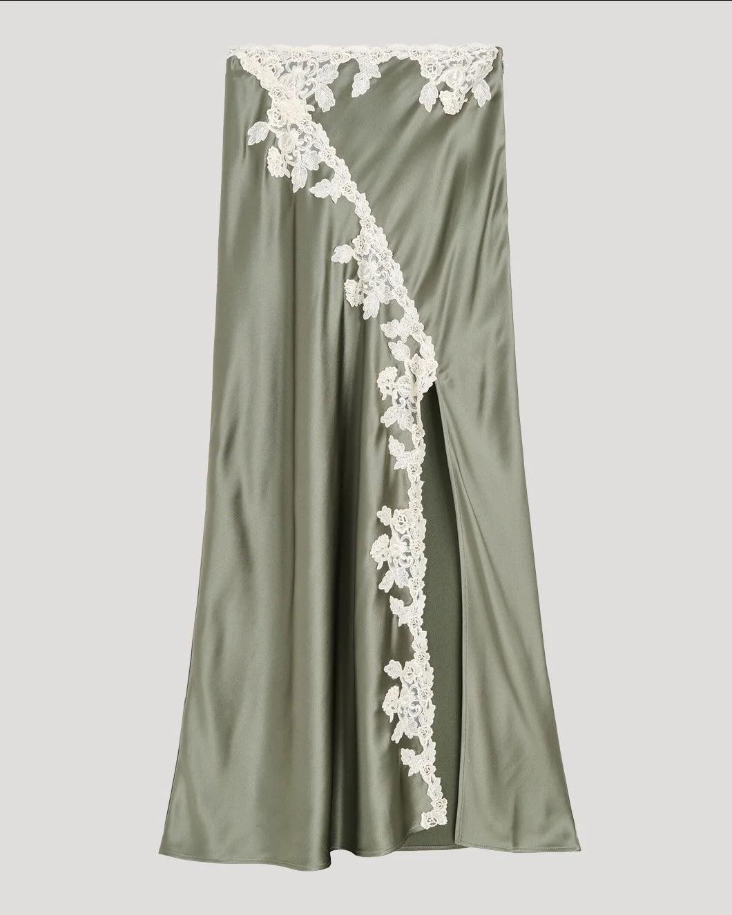 Malene Birger Erika maxi skirt deep lechen green isolated