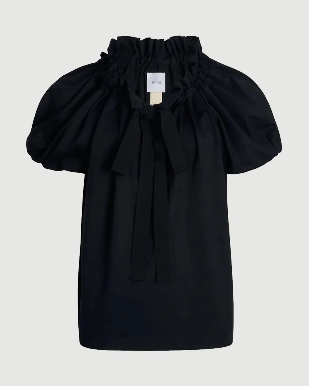 PATOU Drawstring T-Shirt in Organic Cotton black isolated