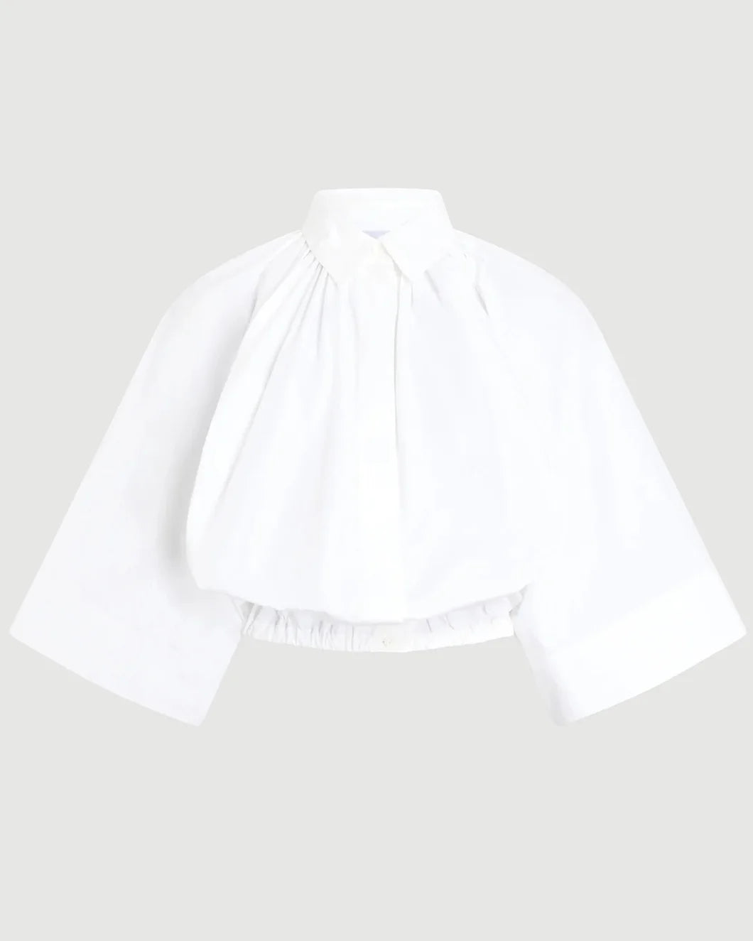 PATOU Organic Cotton Voluminous Short-Sleeved Blouse white isolated