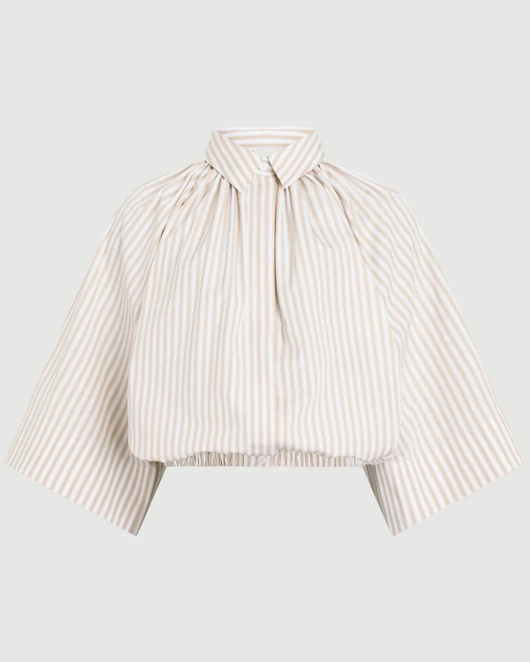 PATOU Organic Cotton Voluminous Short-Sleeved Striped Blouse isolated