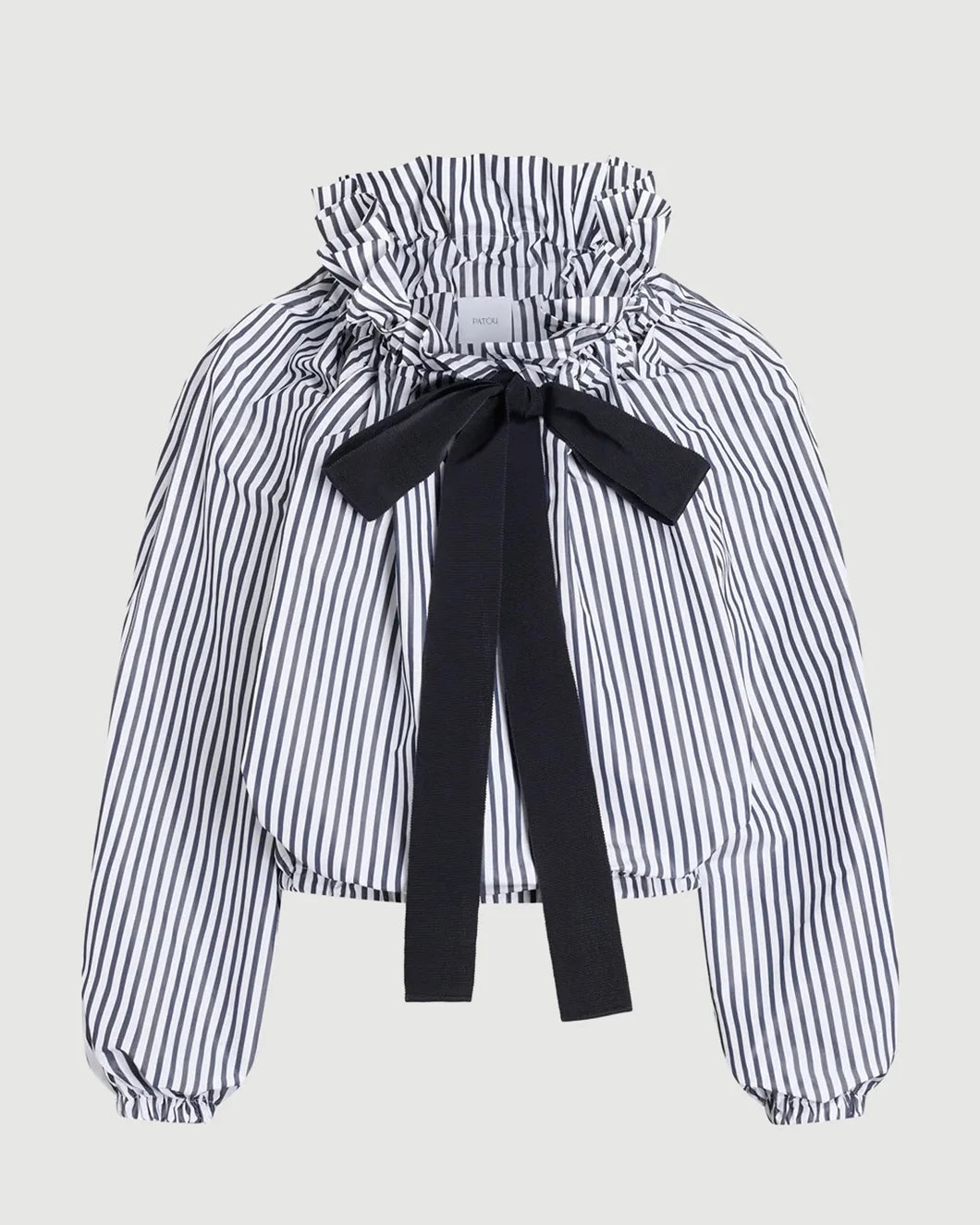 PATOU Recycled Faille Long Sleeve Crop Top offshore stripes isolated