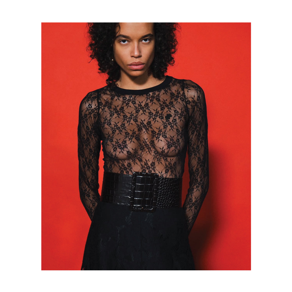 Patou FW25 Black Sheer Lace Top Campaign