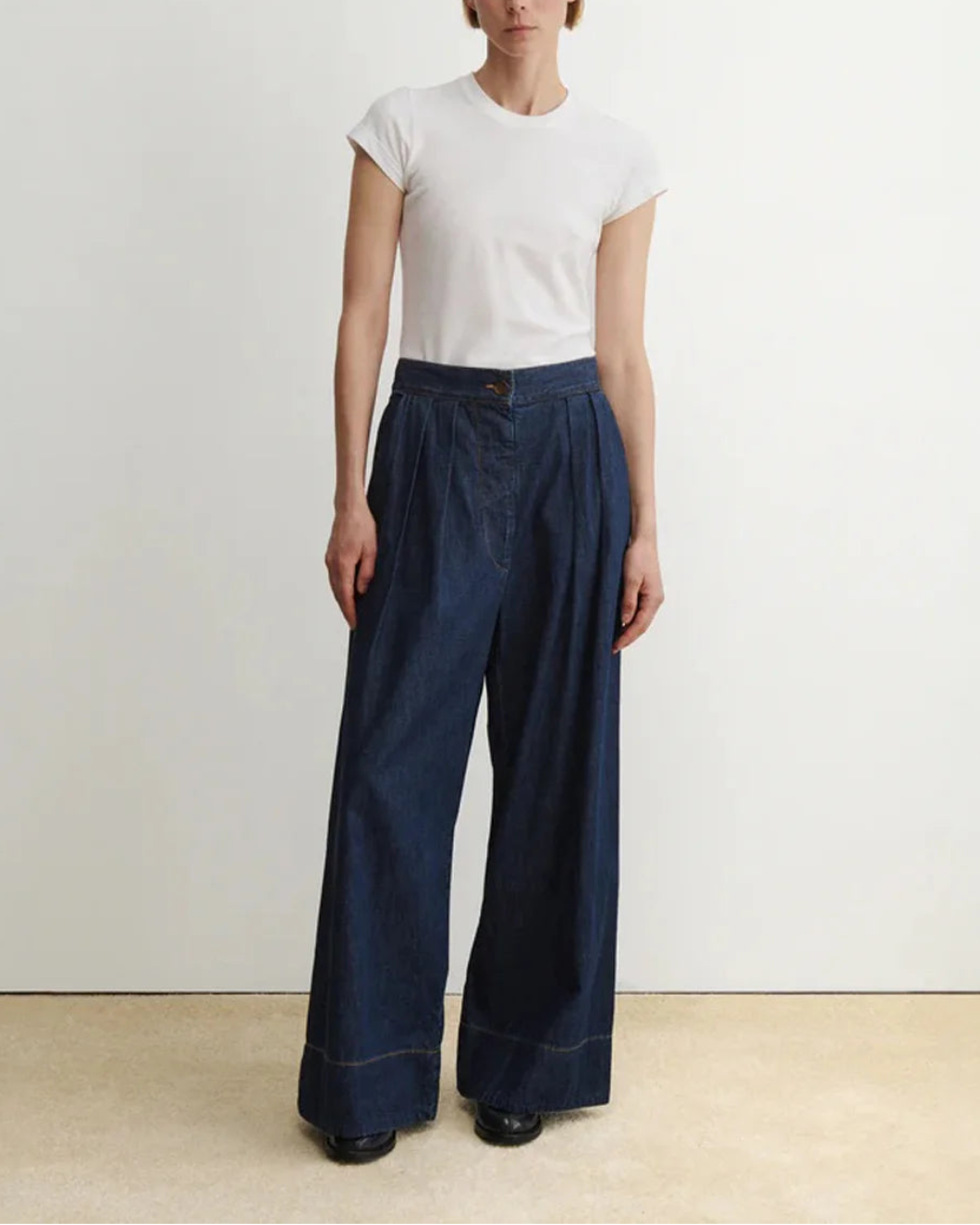 RACHEL COMEY Coxcone pant dark indigo on figure front 1