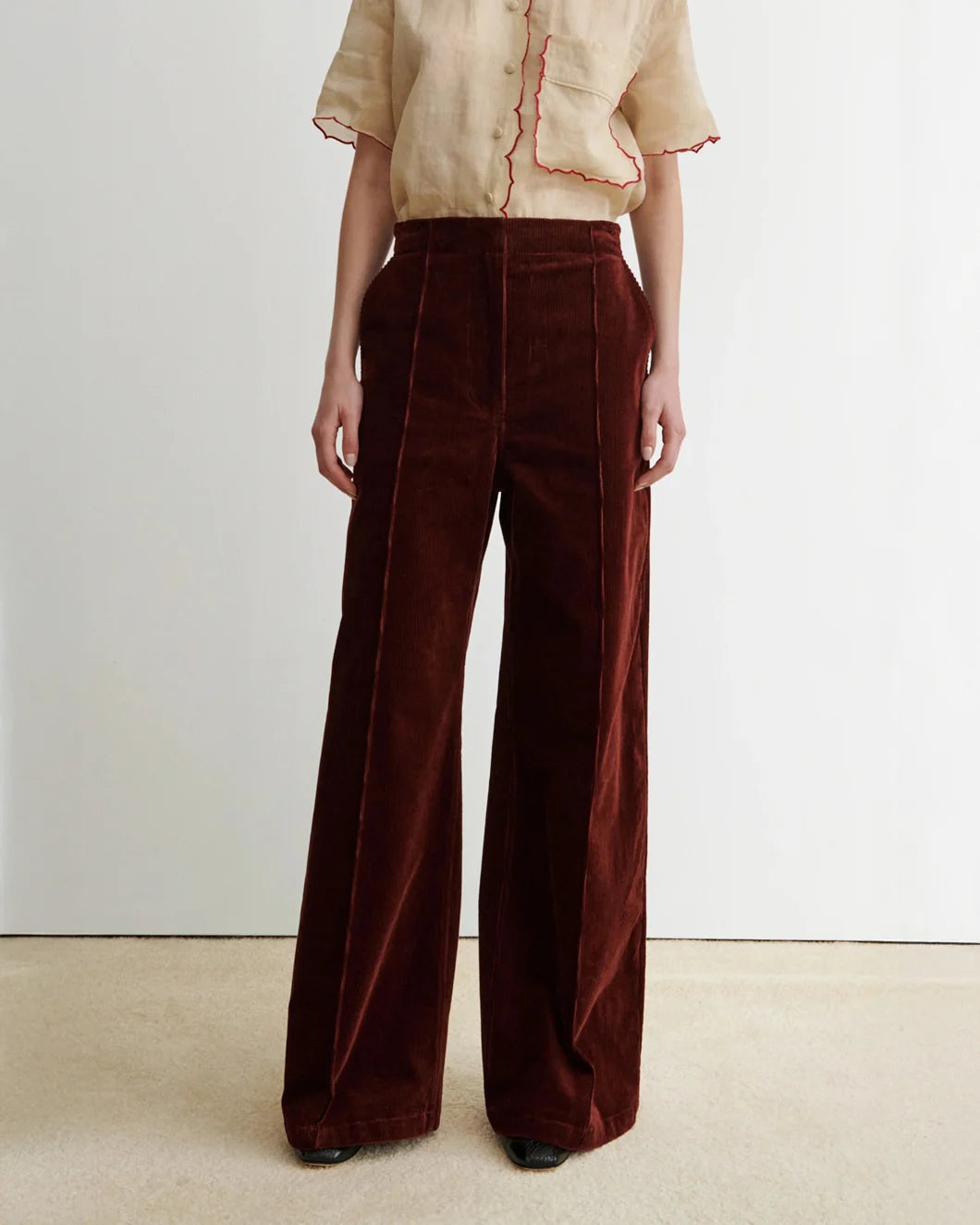 RACHEL COMEY Lanett Pant brick red on figure front