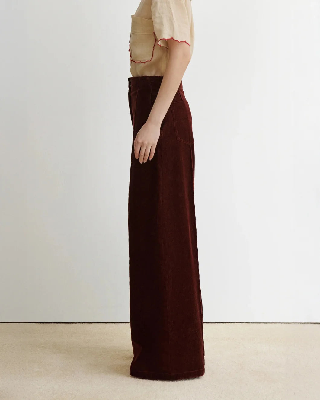 RACHEL COMEY Lanett Pant brick red on figure side