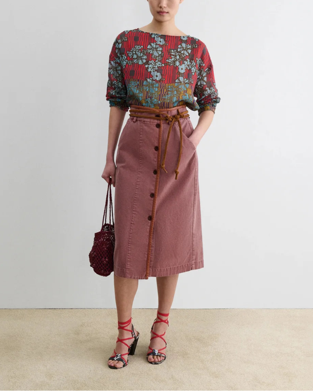 RACHEL COMEY Hanford Skirt clay on figure front 1